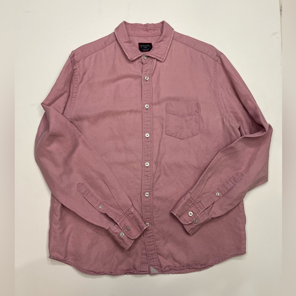 UNTUCKit Men’s Large Pink Button Up Distressed Shirt